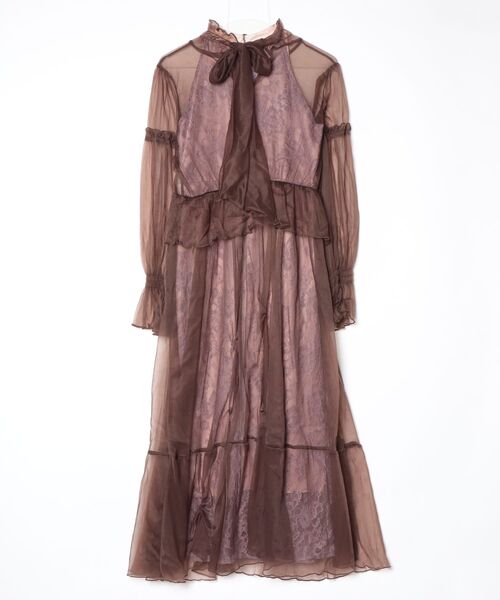 「RUIRUE BOUTIQUE」 レース長袖ワンピース L パープル レディース_画像2