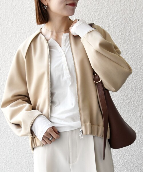 SHIPS any ブルゾン アウター any:「洗濯機可能」ジャージー クルー