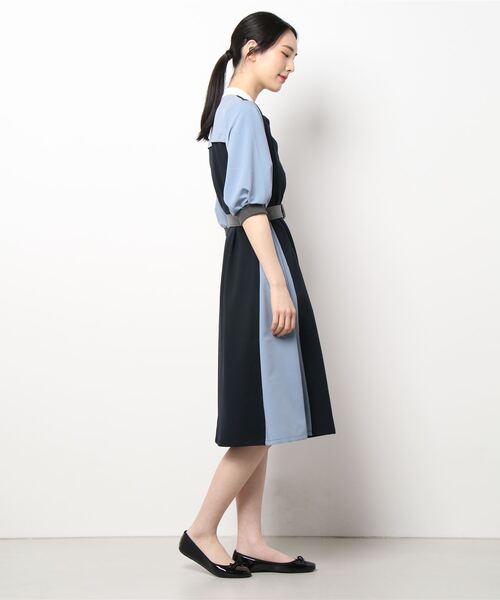 「179/WG」 半袖ワンピース MEDIUM ネイビー レディース_画像2