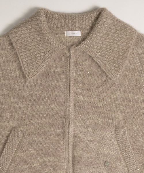 「MUHET」 ニットカーディガン FREE チャコールグレー レディース_画像2