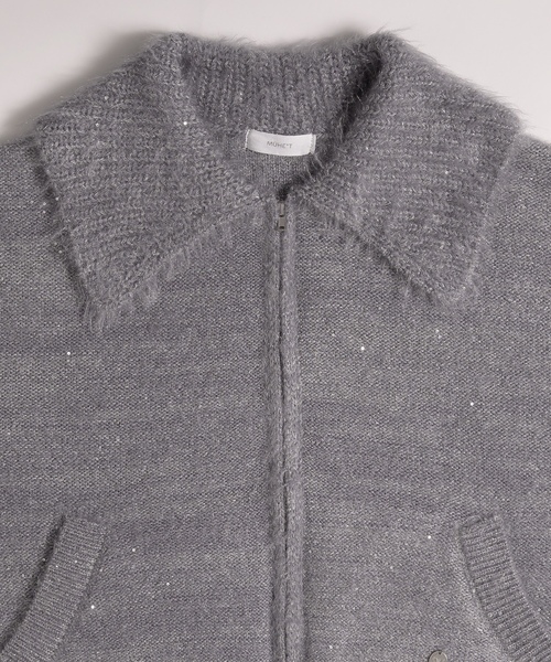 「MUHET」 ニットカーディガン FREE チャコールグレー レディース_画像3