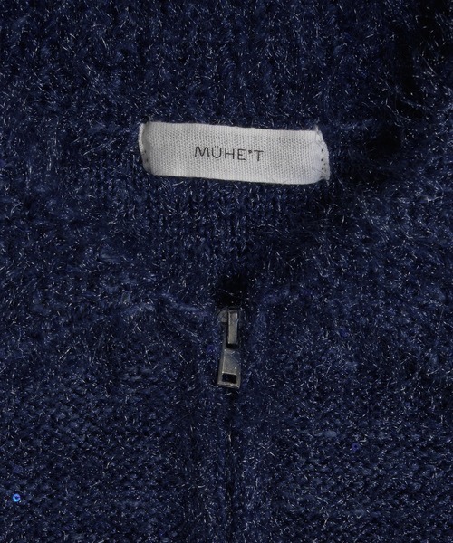 「MUHET」 ニットカーディガン FREE チャコールグレー レディース_画像5