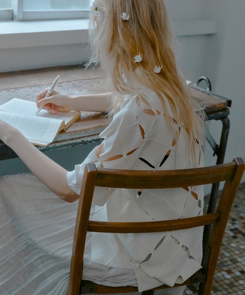 ニット セーター アーガイルカットアウトポロニット / Argyle Cut-Out Polo Knit レディースの画像