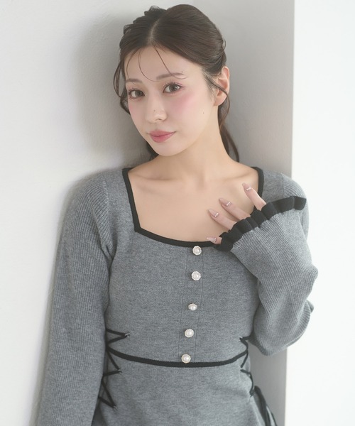 Ambre Neige（アンブルネージュ） ワンピース side lace up flare mini