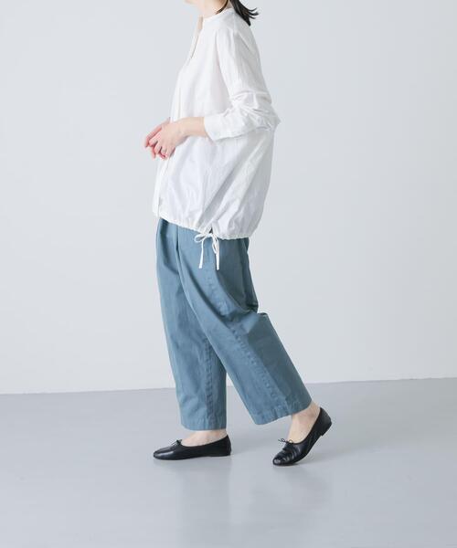 かぐれ ブラウス シャツ ノーカラークルーネックオーバーシャツ 