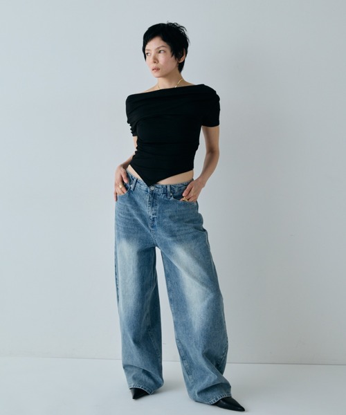 VION ワイドパンツ ジーンズ デニム デニムパンツ ストライプワイド