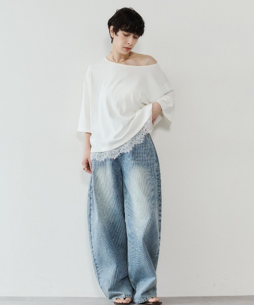 VION ワイドパンツ ジーンズ デニム デニムパンツ ストライプワイド