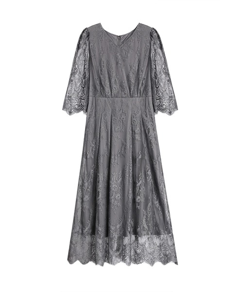 「DRESS PLUS」 7分袖ワンピース L チャコール レディース_画像2