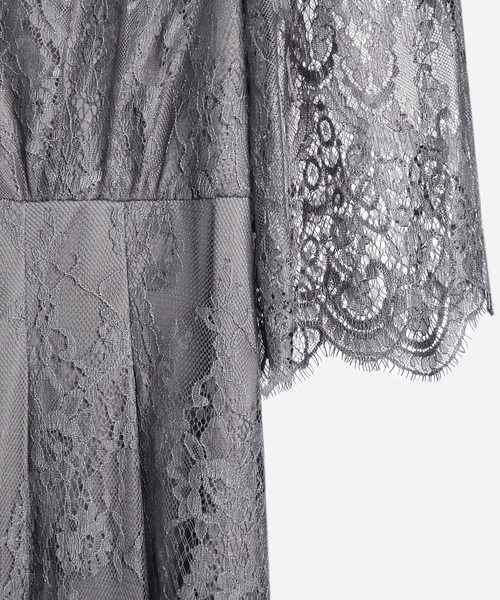 「DRESS PLUS」 7分袖ワンピース L チャコール レディース_画像3