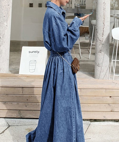 ONEP STAR」 「milabeier」シャツワンピース X-LARGE ダークブルー