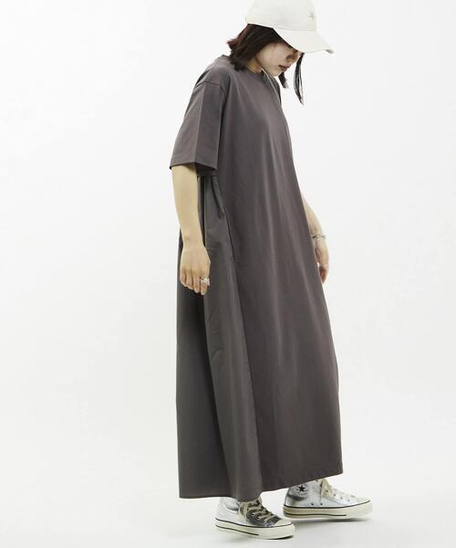 「CONVERSE TOKYO」 半袖ワンピース FREE チャコールグレー レディース_画像9