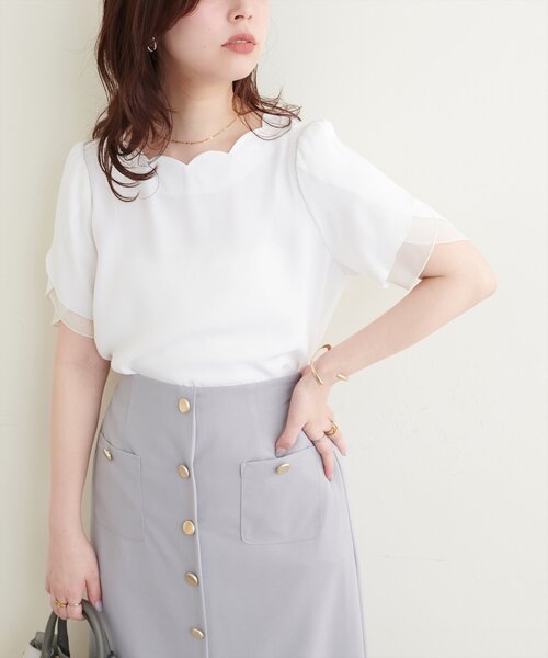 「natural couture」 半袖ブラウス FREE ネイビー レディース_画像2