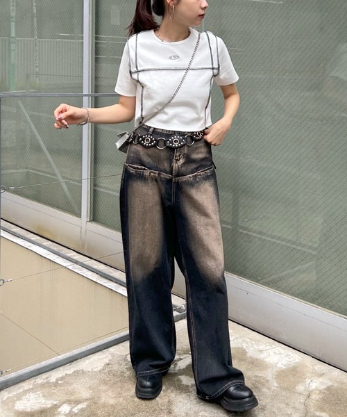 「WHO'S WHO gallery」 半袖カットソー FREE レッド レディース_画像3
