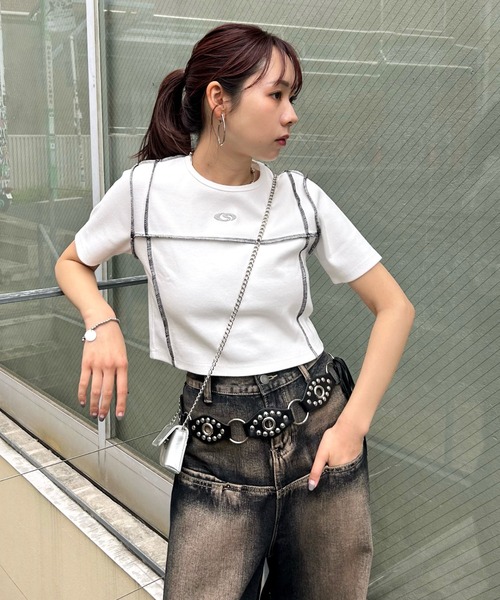 「WHO'S WHO gallery」 半袖カットソー FREE レッド レディース_画像4