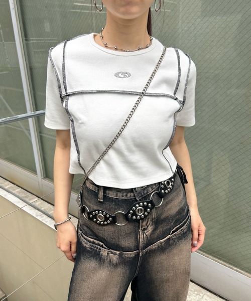 「WHO'S WHO gallery」 半袖カットソー FREE レッド レディース_画像8