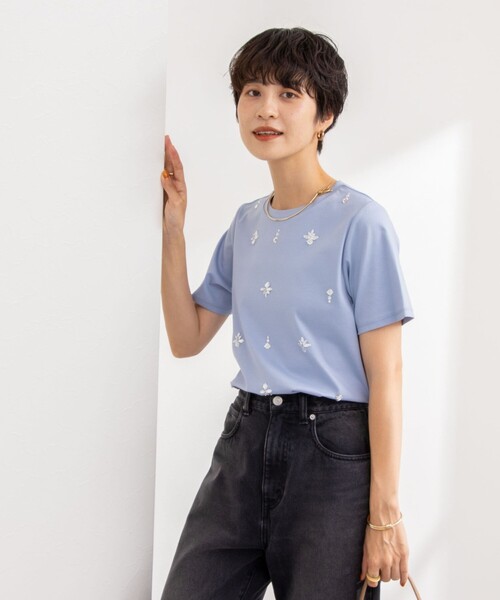 「NOLLEY'S」 半袖Tシャツ 38 ネイビー レディース_画像3