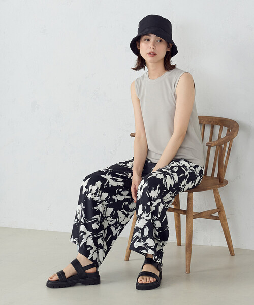 「COMME CA ISM」 イージーパンツ MEDIUM ブラック レディース_画像2