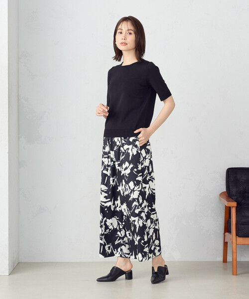 「COMME CA ISM」 イージーパンツ MEDIUM ブラック レディース_画像4