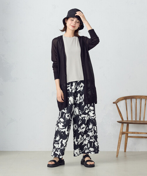 「COMME CA ISM」 イージーパンツ MEDIUM ブラック レディース_画像6