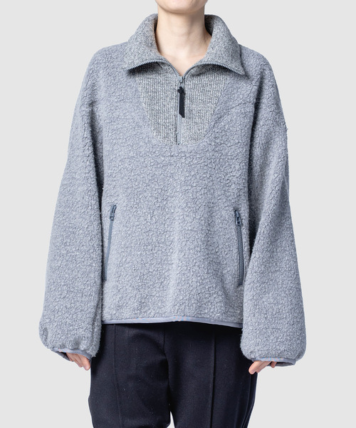 muller of yoshiokubo ミュラーオブヨシオクボ / fleece-texture half-zip Sweatshirt / MLF26709 レディース