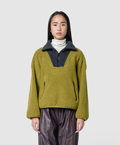 muller of yoshiokubo ミュラーオブヨシオクボ / fleece-texture half-zip Sweatshirt / MLF26709 レディース