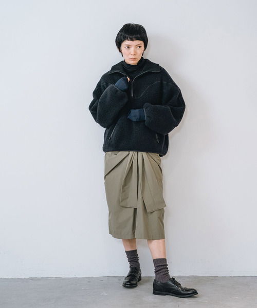 muller of yoshiokubo ミュラーオブヨシオクボ / fleece-texture half-zip Sweatshirt / MLF26709 レディース