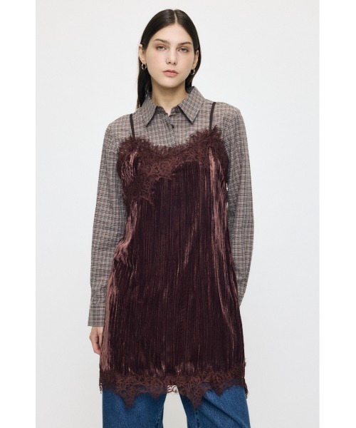 MOUSSY（マウジー） ワンピース WASHER VELOUR SLIP ミニドレス 
