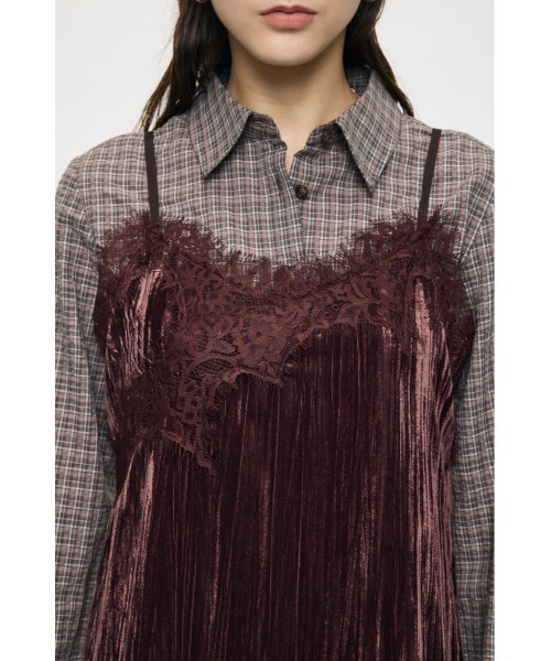 MOUSSY（マウジー） ワンピース WASHER VELOUR SLIP ミニドレス 