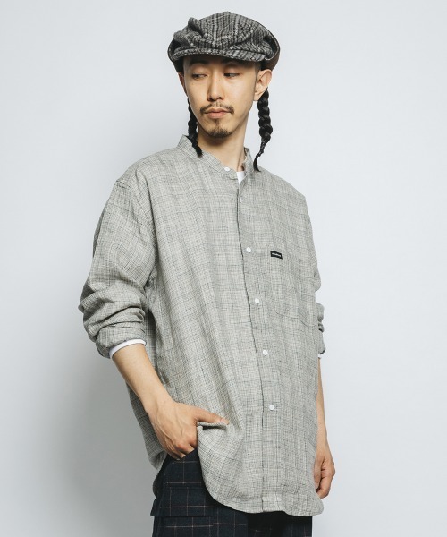シャツ ブラウス LS Band Collar Shirts Big Silhouette :59285627 ...