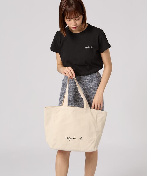 ☆開店セール☆ 使用数日 美品 アニエスベー レザー ロゴ トートバッグ agnes b.（アニエスベー） トートバッグ WEBスペシャル ロゴトート