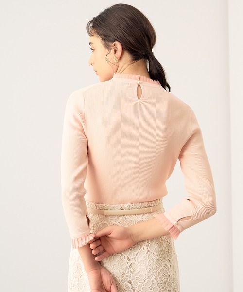 ANAYI ニット セーター オーガンジーニットコンビ プルオーバー