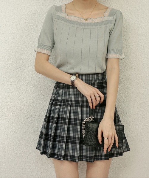 MAISON DE THERESE スカート ハイウエストAラインミニプリーツス