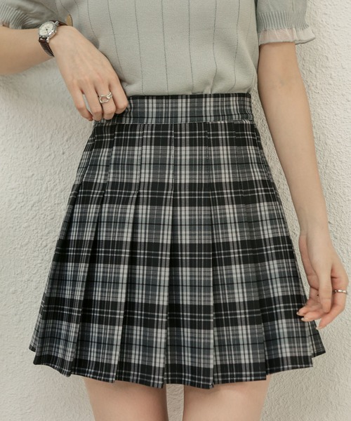 ミニマニスプリーツプリーズ幾何学模様スカート ひざ丈 MAISON DE THERESE スカート ハイウエストAラインミニプリーツス