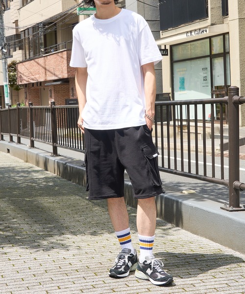 カーゴパンツ 「MAISON CLUB」新素材追加！ワイドカーゴハーフパンツ ショートパンツ　ナイロンショーツ　/　スウェットショーツ メンズ | MAISON CLUB | 22