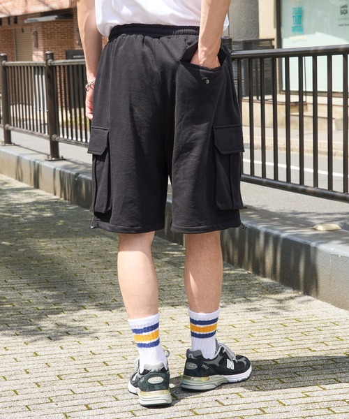 カーゴパンツ 「MAISON CLUB」新素材追加！ワイドカーゴハーフパンツ ショートパンツ　ナイロンショーツ　/　スウェットショーツ メンズ | MAISON CLUB | 20
