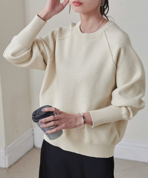 ANNARITA N 売れ筋商品|||アナリタエヌ ニット&セーター アウター レディース Sweaters White RANAN ニット セーター 「新色追加」スウェットライクニット