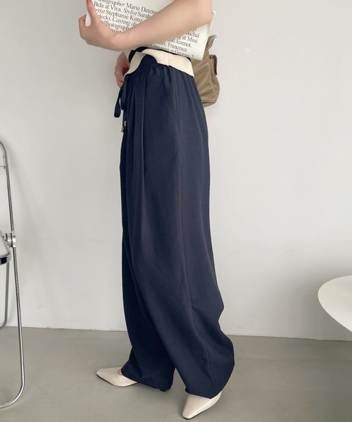 パンツ 麻調 ウエストタック レディース : ZOZOTOWN Yahoo!店