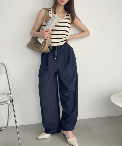 パンツ 麻調 ウエストタック レディース : ZOZOTOWN Yahoo!店