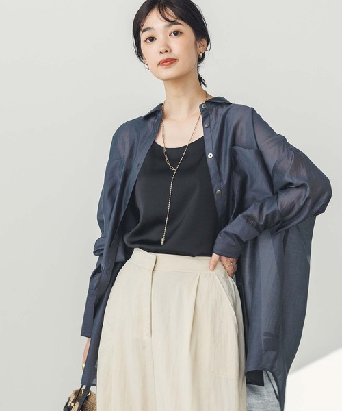Gready Brilliantシアーシャツカラーワイドスリーブブラウス Gready Brilliant シャツ ブラウス シアーカラーワイドスリーブ