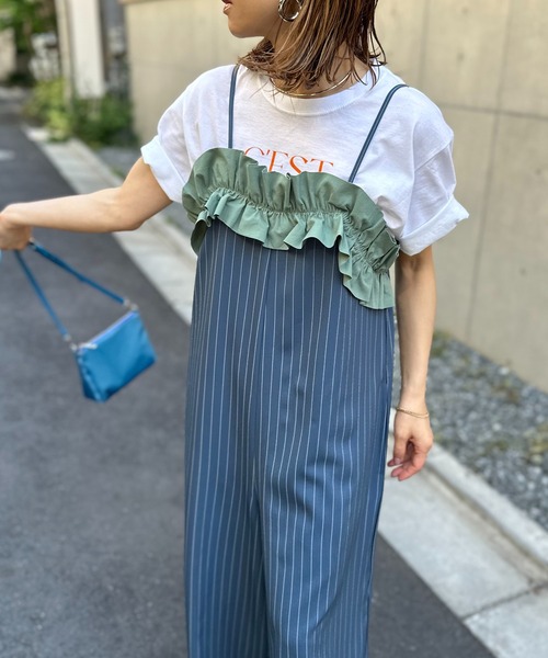 keep my closet フリルタック　サロペット Sサイズ mi via loca サロペット オーバーオール フリルギャザー