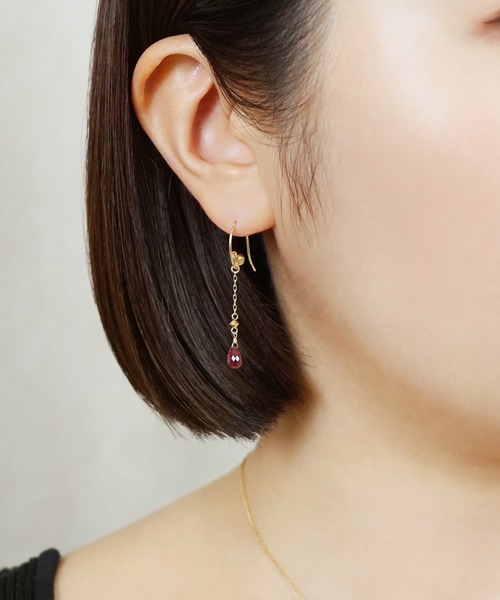 TAKE-UP ピアス 「 Palette」K10 ルビー ドロップチャーム