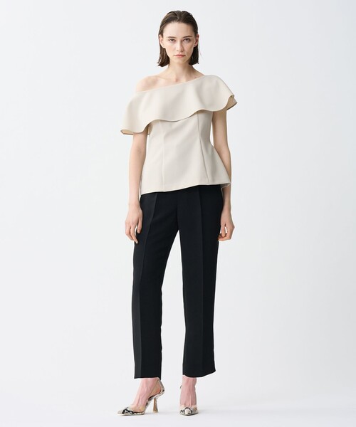 美品　uncrave プルーフ ダブルクロス ラッフル ブラウス ネイビーB 美品 uncrave プルーフ ダブルクロス ラッフル ブラウス