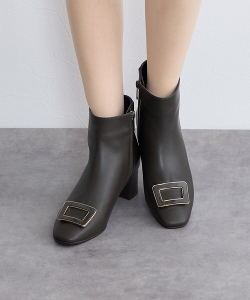 HIMIKO ブーツ 「Made in Japan」「撥水」スクエアバックルブーツ