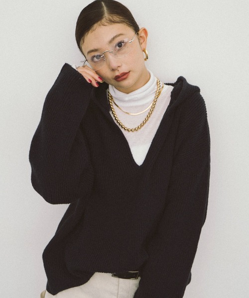 HANNE ニット セーター フーディーニットプルオーバー レディース