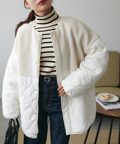 最終お値下げ♡ Lee ボアキルティングコート キルティング×ボア切替M 65ショートコート キルティング[品番