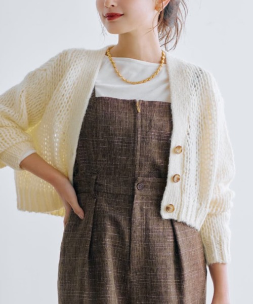 tシャツ ローゲージゆるカーディガン「低身長・小柄女性」 レディース