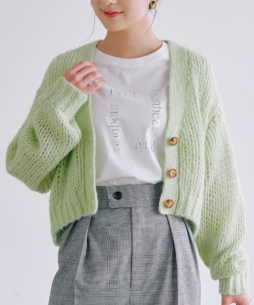tシャツ ローゲージゆるカーディガン「低身長・小柄女性」 レディース tシャツ ローゲージゆるカーディガン「低身長・小柄女性
