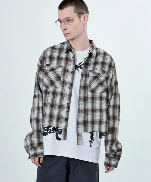 ブラウス シャツ CROPPED CHECK SHIRTS レディース メンズ