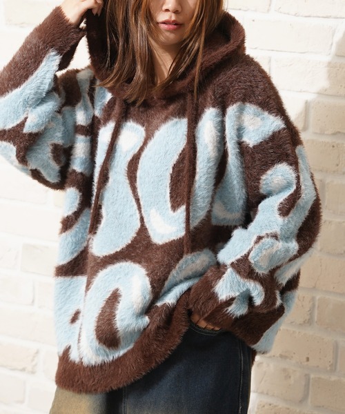 パーカー 「unisex」総柄 シャギーニット パーカー / Shaggy Knit Parka レディース メンズ
