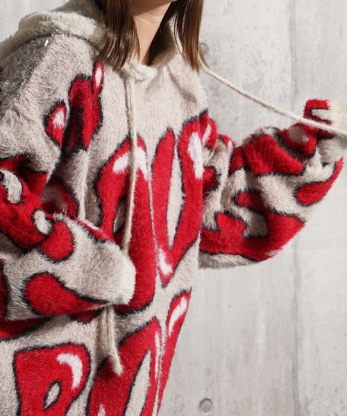 パーカー 「unisex」総柄 シャギーニット / Shaggy Knit Parka